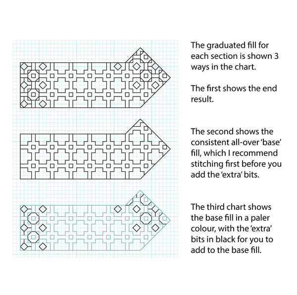 Weaving knot - graduated blackwork stitch-a-long - now complete!