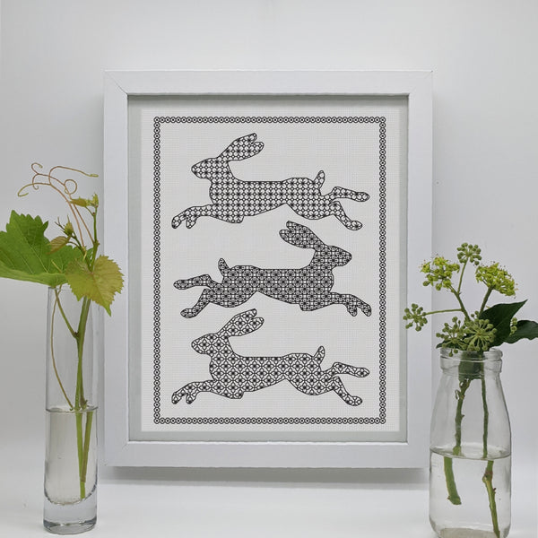 Springtime bunnies blackwork chart easter blackwork