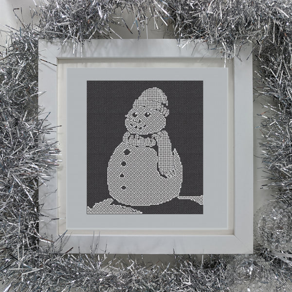Blackwork snowman Christmas blackwork