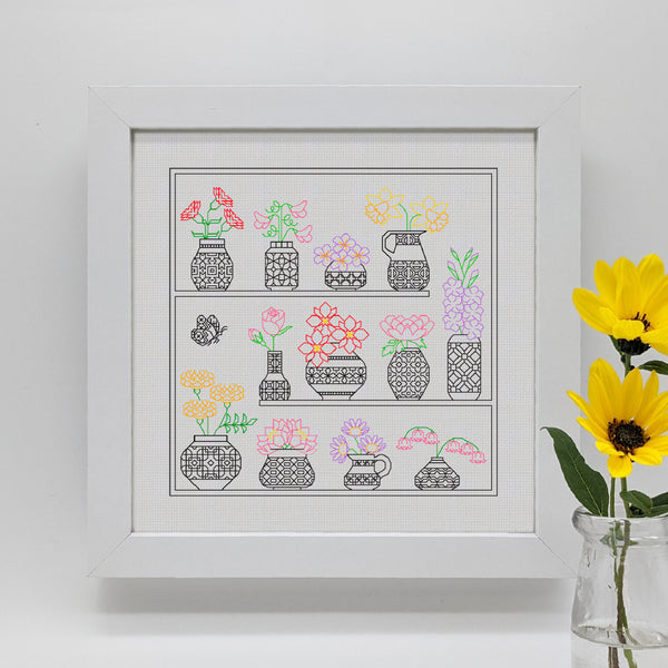 blackwork birthflowers