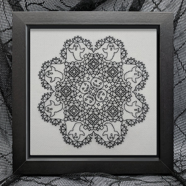 blackwork embroidery pumpkin