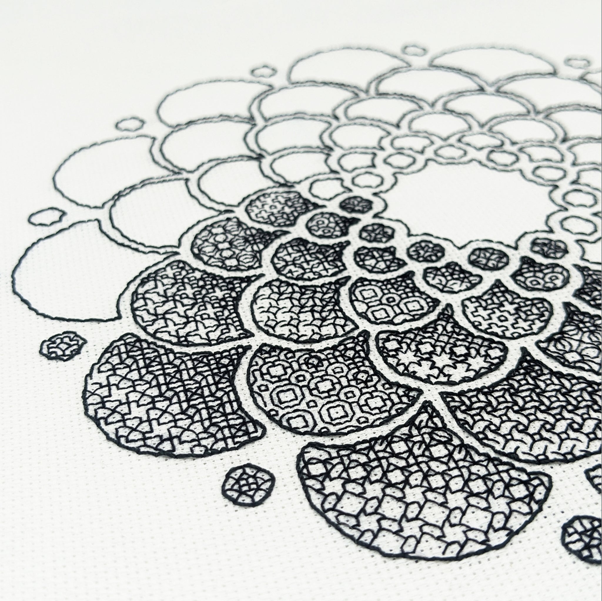 Corolla - Graduated blackwork embroidery – The Steady Thread