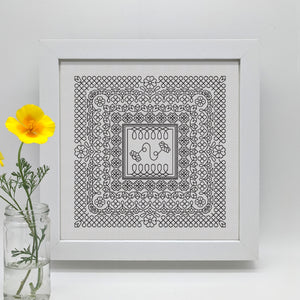 Blackwork embroidery chart PDF loopy daisies download