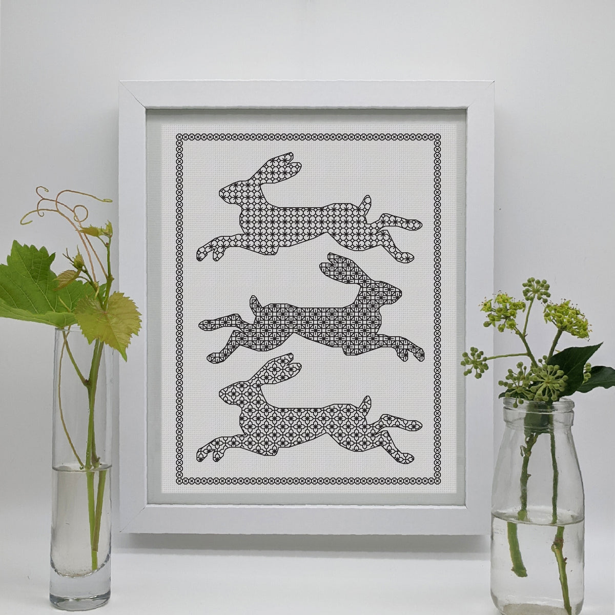 Blackwork embroidery rabbit – The Steady Thread