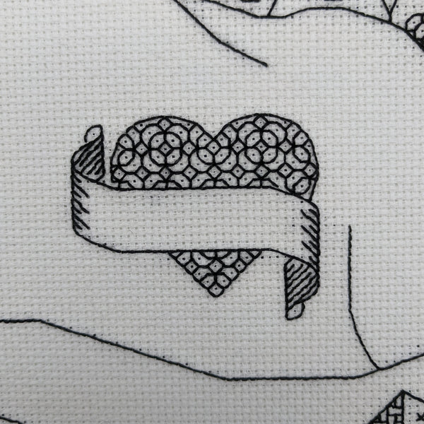Blackwork embroidery heart