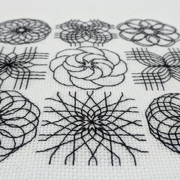 Modern blackwork embroidery