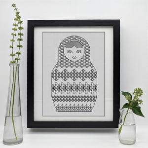 Blackwork Russian doll