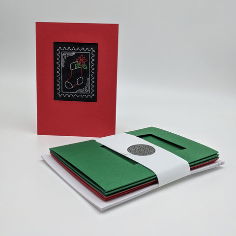 Recycled tri-fold aperture cards & envelopes - for 'Stamps' card designs